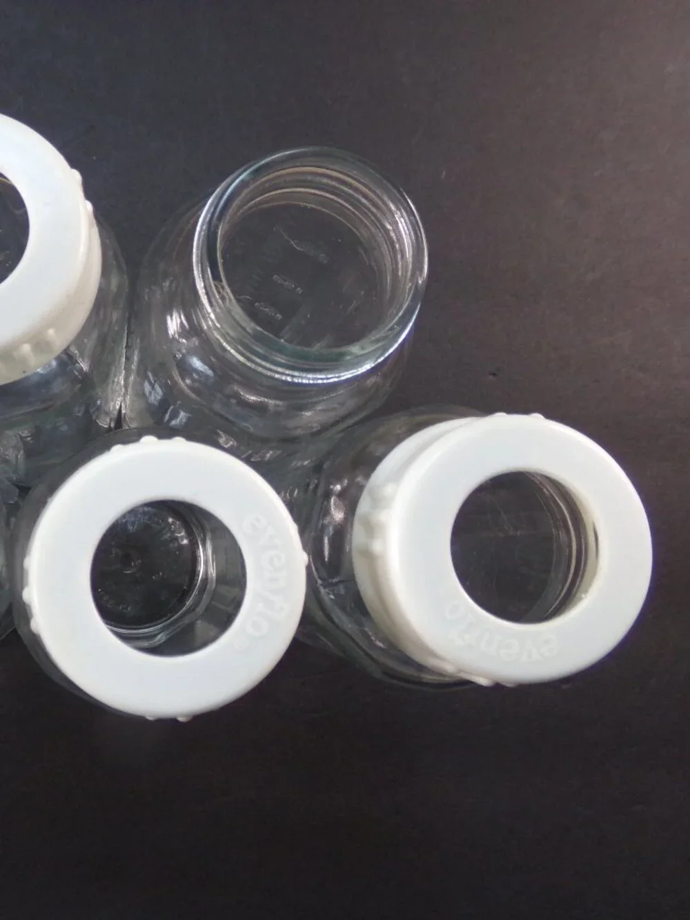 5 Clear Glass Evenflo Baby Bottles 8 ounce